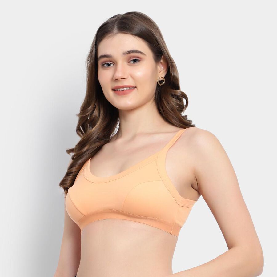 Ladies' 100% Cotton Non-Padded Bra, Peach, large image number null